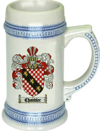 Chandler family crest stein coat of arms tankard mug