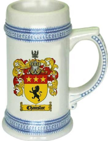 Chanslor family crest stein coat of arms tankard mug