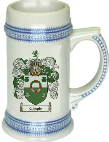 Chaple family crest stein coat of arms tankard mug