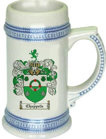 Chappelle family crest stein coat of arms tankard mug