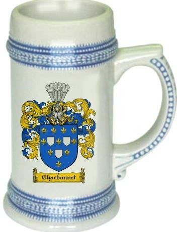 Charbonnet family crest stein coat of arms tankard mug