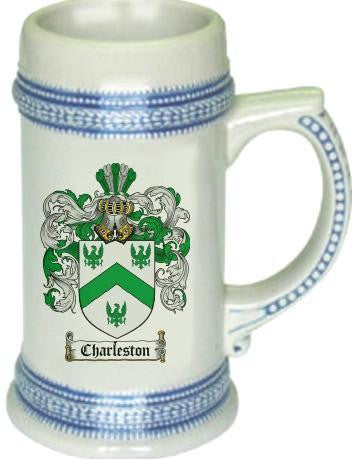 Charleston family crest stein coat of arms tankard mug