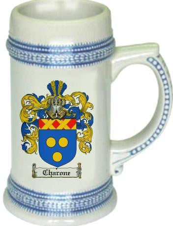 Charone family crest stein coat of arms tankard mug
