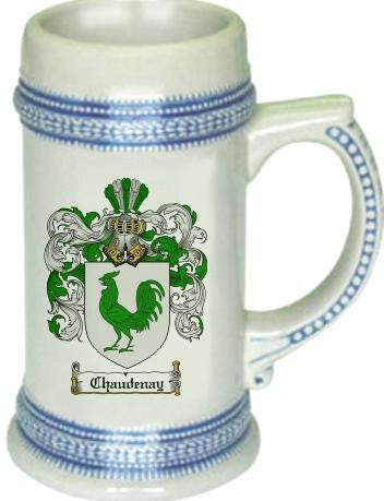 Chaudenay family crest stein coat of arms tankard mug