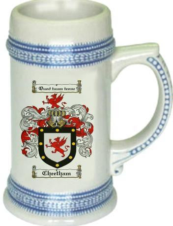 Cheetham family crest stein coat of arms tankard mug