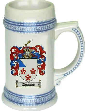 Cheevers family crest stein coat of arms tankard mug