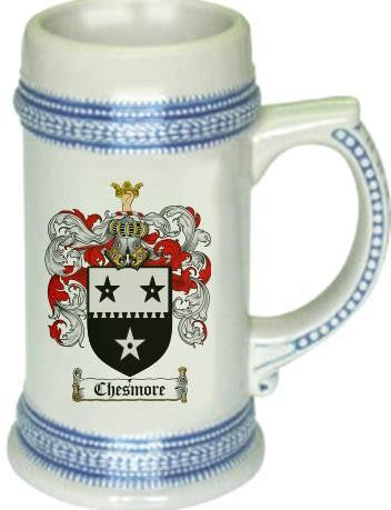 Chesmore family crest stein coat of arms tankard mug