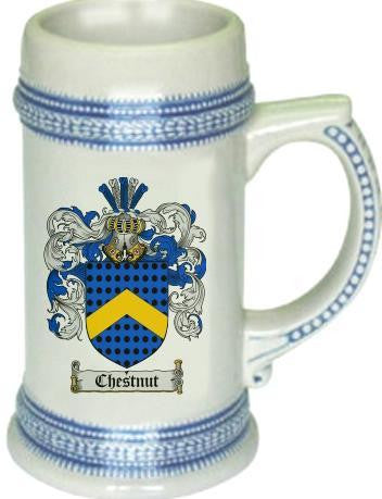 Chestnut family crest stein coat of arms tankard mug