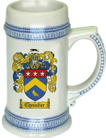 Chevalier family crest stein coat of arms tankard mug