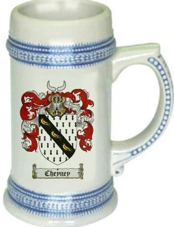 Cheyney family crest stein coat of arms tankard mug