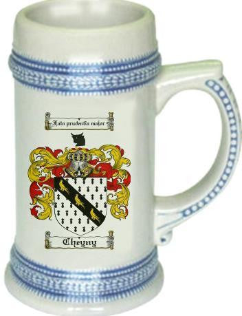 Cheyny family crest stein coat of arms tankard mug