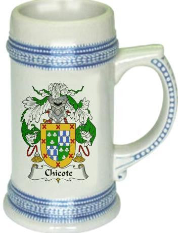 Chicote family crest stein coat of arms tankard mug