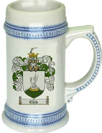 Chik family crest stein coat of arms tankard mug