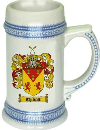 Chilcott family crest stein coat of arms tankard mug