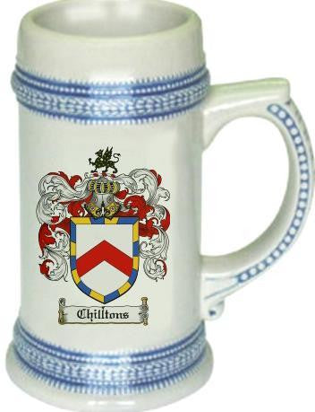 Chilltons family crest stein coat of arms tankard mug