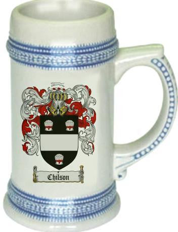 Chilson family crest stein coat of arms tankard mug