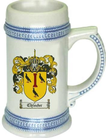 Chinder family crest stein coat of arms tankard mug