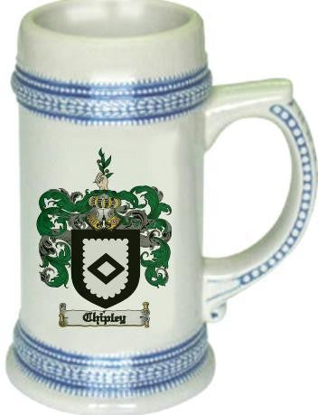 Chipley family crest stein coat of arms tankard mug