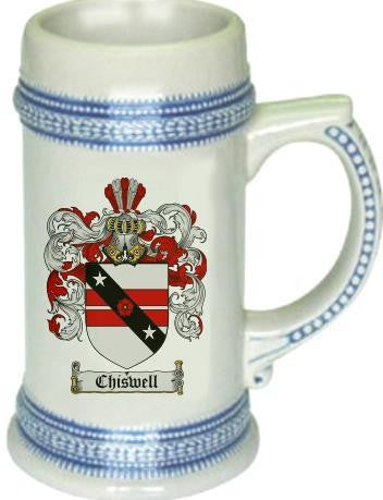 Chiswell family crest stein coat of arms tankard mug