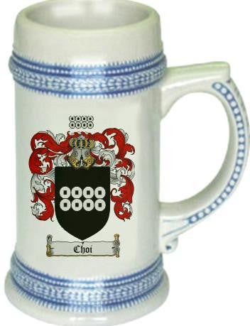 Choi family crest stein coat of arms tankard mug