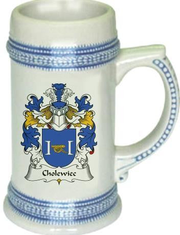 Cholewiec family crest stein coat of arms tankard mug