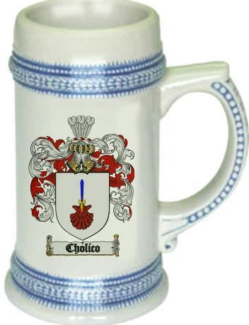 Cholico family crest stein coat of arms tankard mug