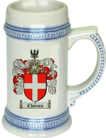 Choroco family crest stein coat of arms tankard mug