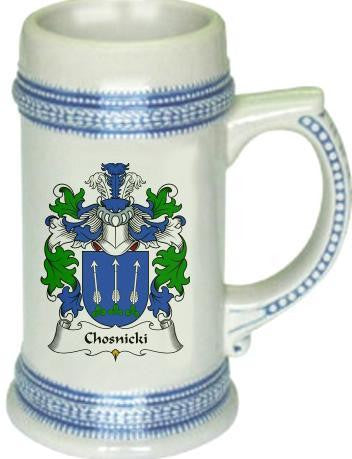 Chosnicki family crest stein coat of arms tankard mug