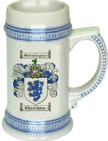 Chreichton family crest stein coat of arms tankard mug