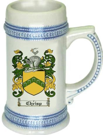 Chrisp family crest stein coat of arms tankard mug