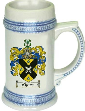 Christi family crest stein coat of arms tankard mug