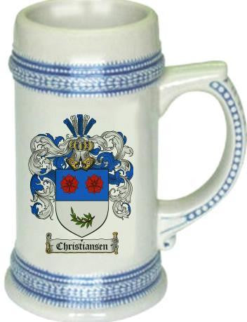 Christiansen family crest stein coat of arms tankard mug