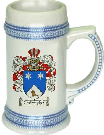 Christopher family crest stein coat of arms tankard mug