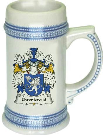 Chroniewski family crest stein coat of arms tankard mug