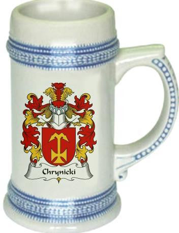 Chrynicki family crest stein coat of arms tankard mug