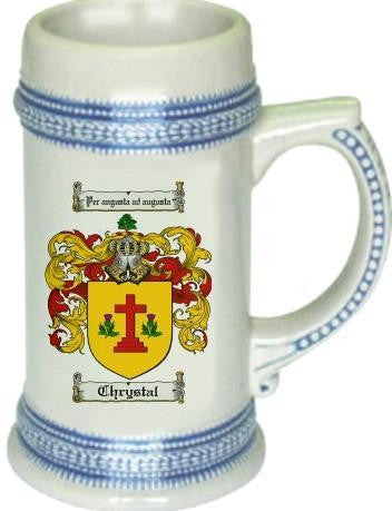 Chrystal family crest stein coat of arms tankard mug