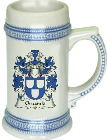 Chrzanski family crest stein coat of arms tankard mug