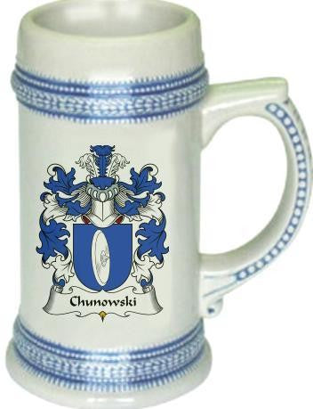 Chunowski family crest stein coat of arms tankard mug