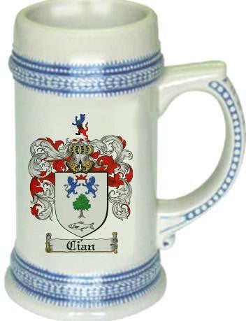 Cian family crest stein coat of arms tankard mug