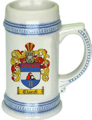 Ciardi family crest stein coat of arms tankard mug