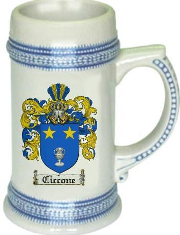 Ciccone family crest stein coat of arms tankard mug