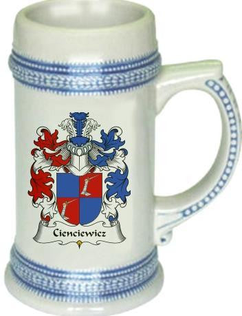 Cienciewicz family crest stein coat of arms tankard mug