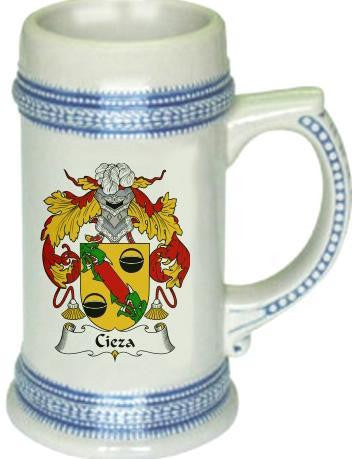 Cieza family crest stein coat of arms tankard mug