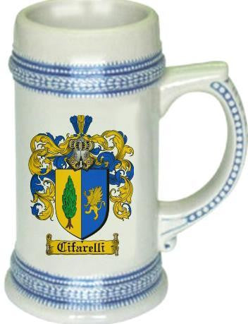 Cifarelli family crest stein coat of arms tankard mug