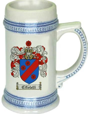 Cifolelli family crest stein coat of arms tankard mug