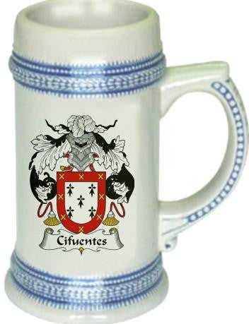 Cifuentes family crest stein coat of arms tankard mug