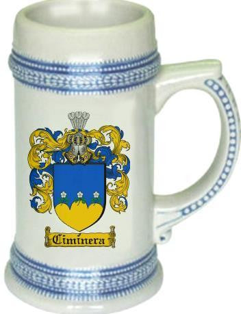 Ciminera family crest stein coat of arms tankard mug