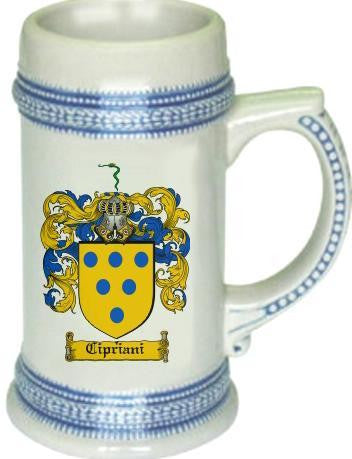 Cipriani family crest stein coat of arms tankard mug