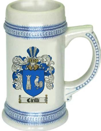 Cirilli family crest stein coat of arms tankard mug