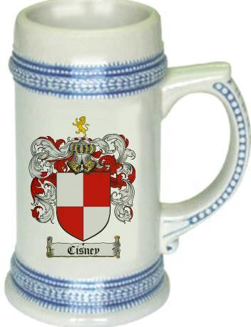 Cisney family crest stein coat of arms tankard mug